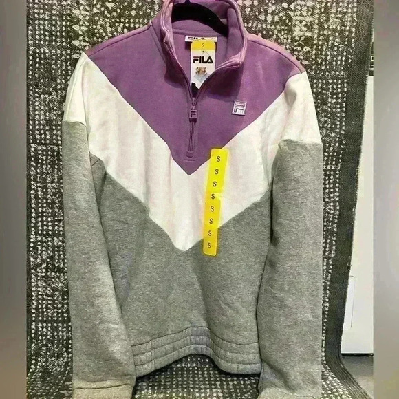 FILA chevron striped pullover half zip sweatshirt BWT, size S - Picture 1 of 4